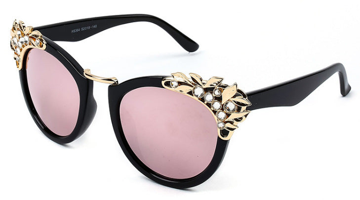 Fashion Luxury Rhinestone Cat Eye Sunglasses Women Brand Designer Mirror Lens Eyewear Men Sun Glasses Shades UV400 Oculos - Korvel