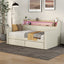 Twin Size Daybed with Storage Drawers, Upholstered Daybed with Charging Station and LED Lights, Beige - Korvel