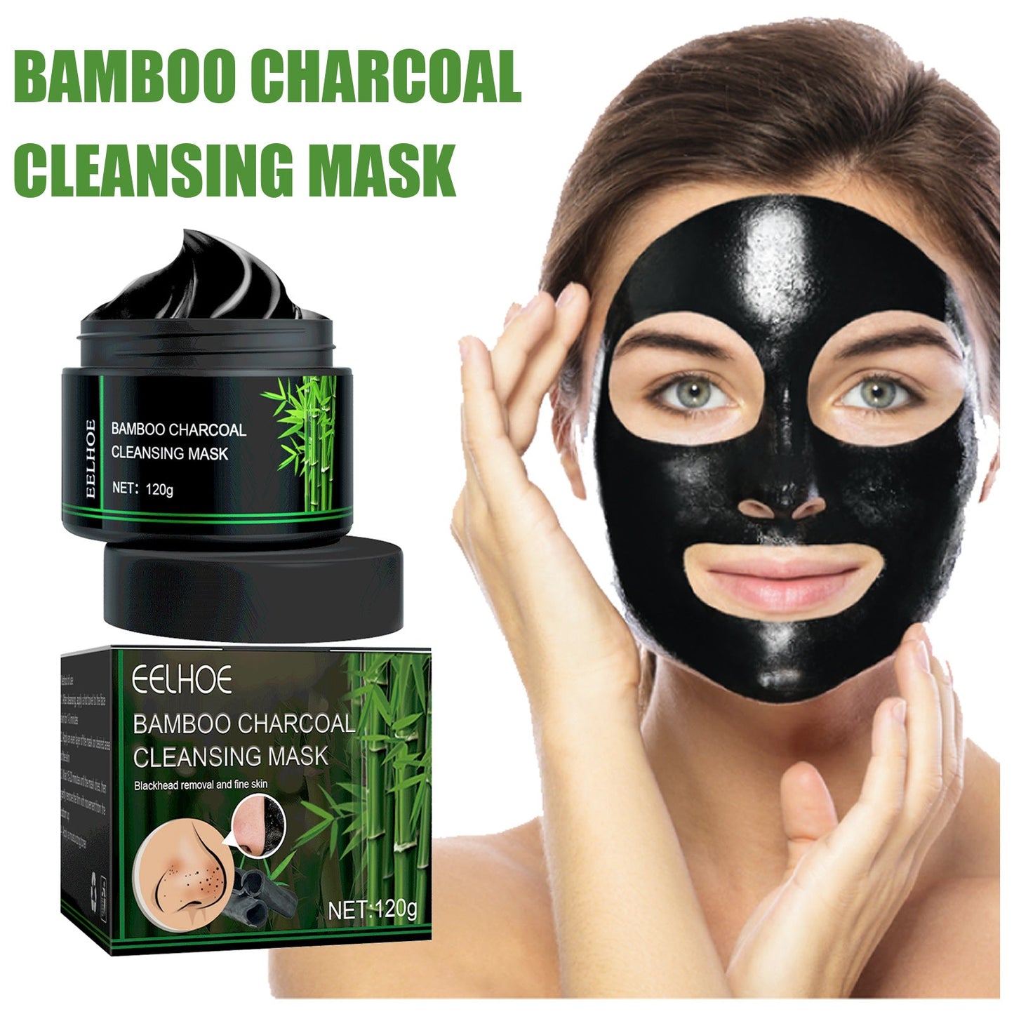Bamboo Charcoal Facial Mask for Blackhead Removal and Pore Control