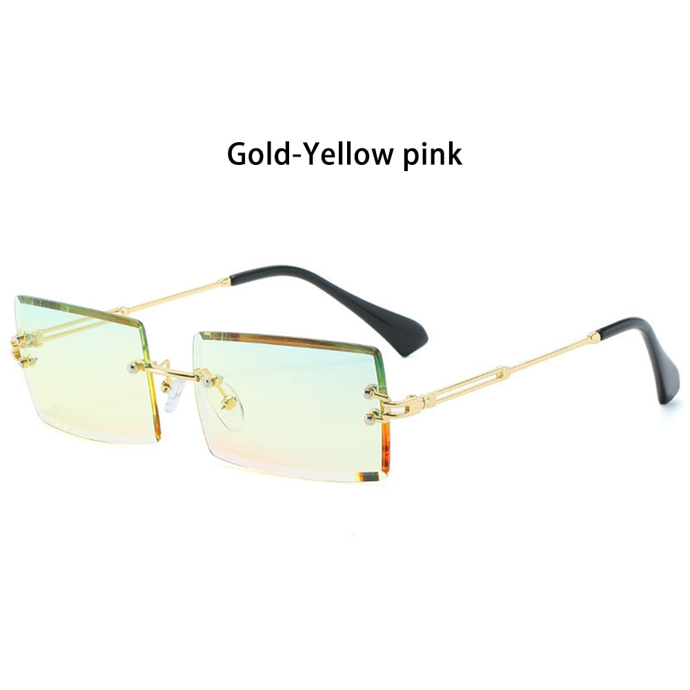 Trendy Men Women Summer Rimless Sunglasses Fashion Small Rectangle Sun Glasses Traveling Style UV400 Shades Eyewear - Korvel