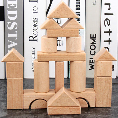 Puzzle Wooden Children's Wooden Boxed Beech 22 Pieces Can Be Bitten Assembled Building Blocks Pile Up Early Education Toys - Korvel