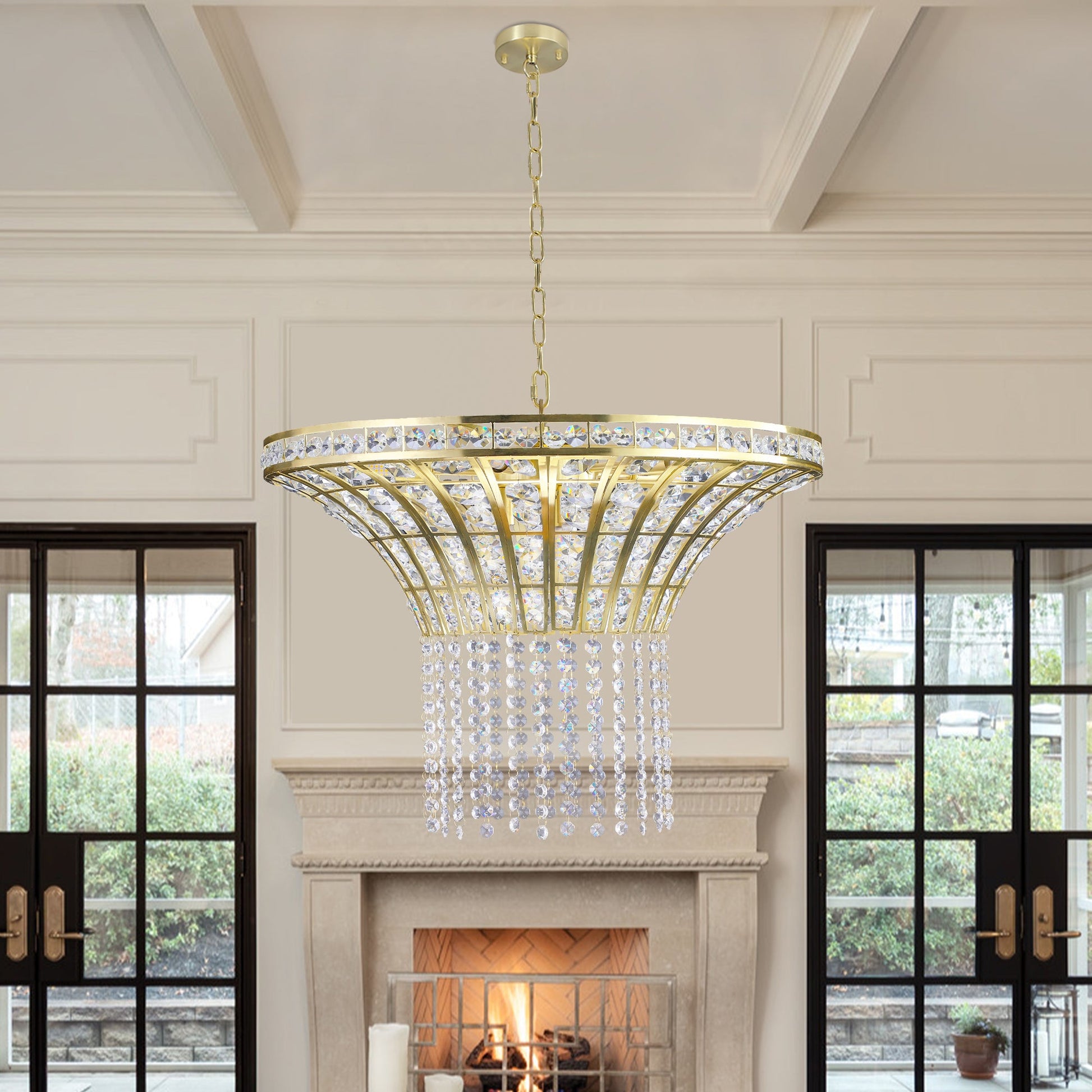 (Same as W1340120181/L5021) 8-Light 23.6" Wide Crystal Waterfall Chandelier (Bulb Not Included) - Korvel