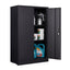 Metal storage cabinet with locked door and adjustable shelf foldable storage cabinet black - Korvel