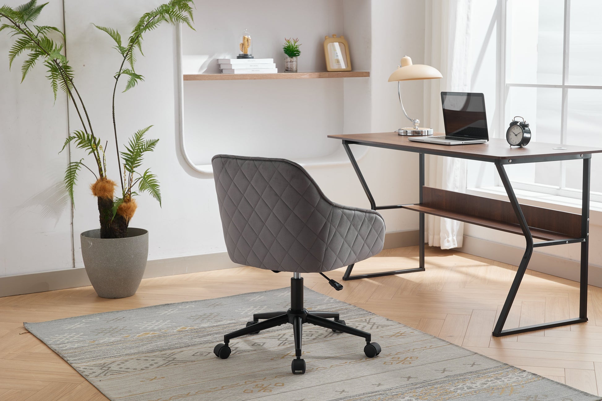 Velvet Office Desk Chair, Modern Home Desk Chair with Wheels , Vanity Chairs for Living Room, Bedroom,Study Room - Korvel