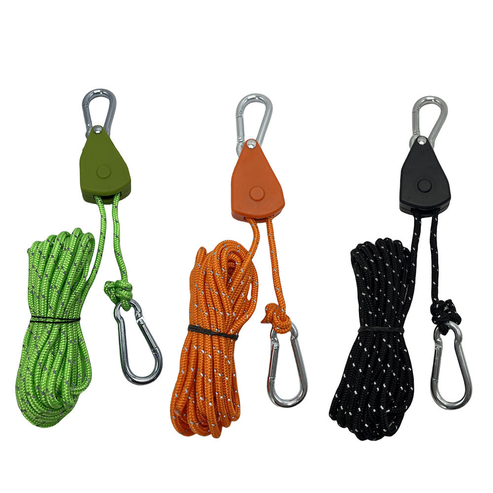 Outdoor camping canopy wind rope tent rope pulley adjuster windproof rope light fixture buckle hanging rope adjustable lifting - Korvel