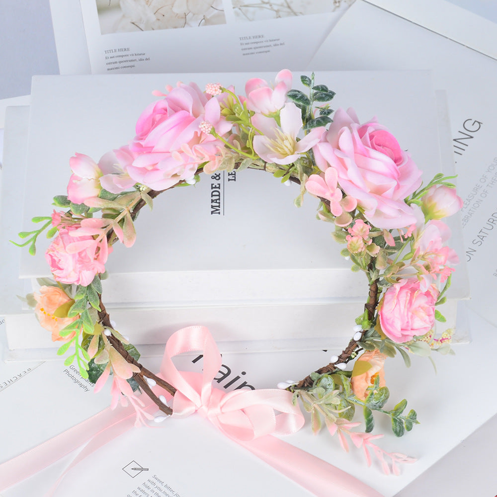 Simulated flower headdress tourist vacation princess flower fairy performance dance hair accessory female - Korvel