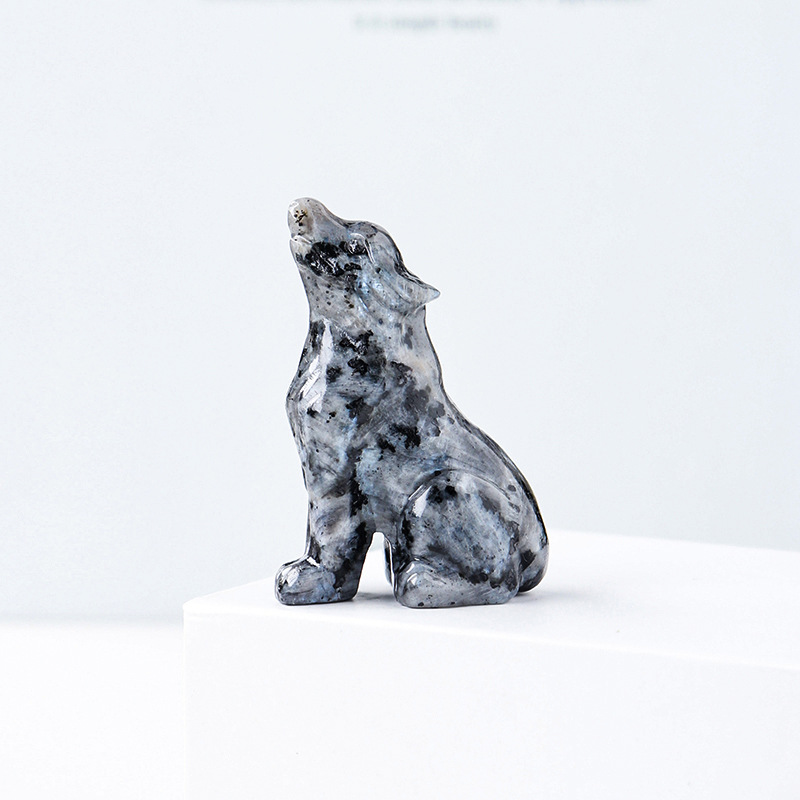 Natural Crystal Wolf Cub Carving - Premium Home Decor
