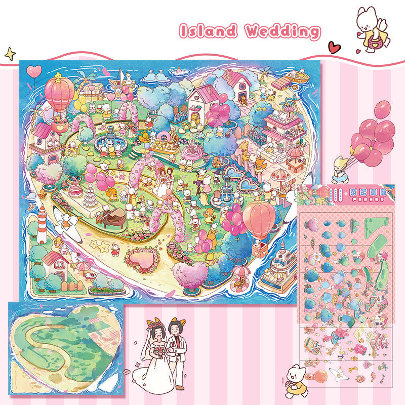 Landscape stickers large 3D stereoscopic scene collage miniature scene ledger stickers DIY stickers - Korvel