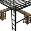 Full Metal Loft Bed with Desk and Shelves, Loft Bed with Ladder and Guardrails, Loft Bed Frame for Bedroom, Black - Korvel