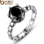 BAMOER Black Cubic Zirconia Finger Ring - Elegant Wedding Jewelry