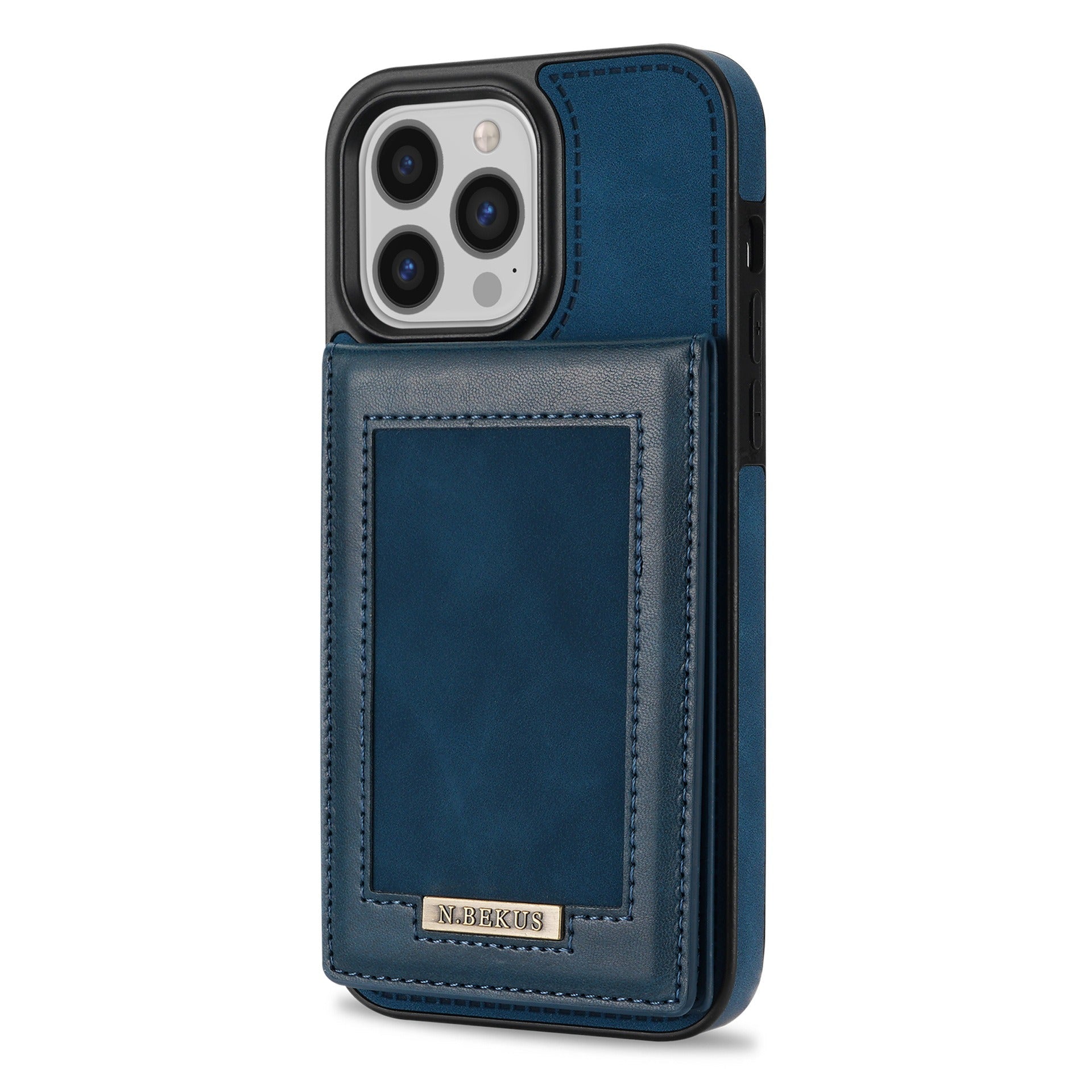 For iPhone 14ProMax Card Holder Phone Leather Case Samsung S23Ultra Photo Frame Magnetic Buckle Protective Case - Korvel