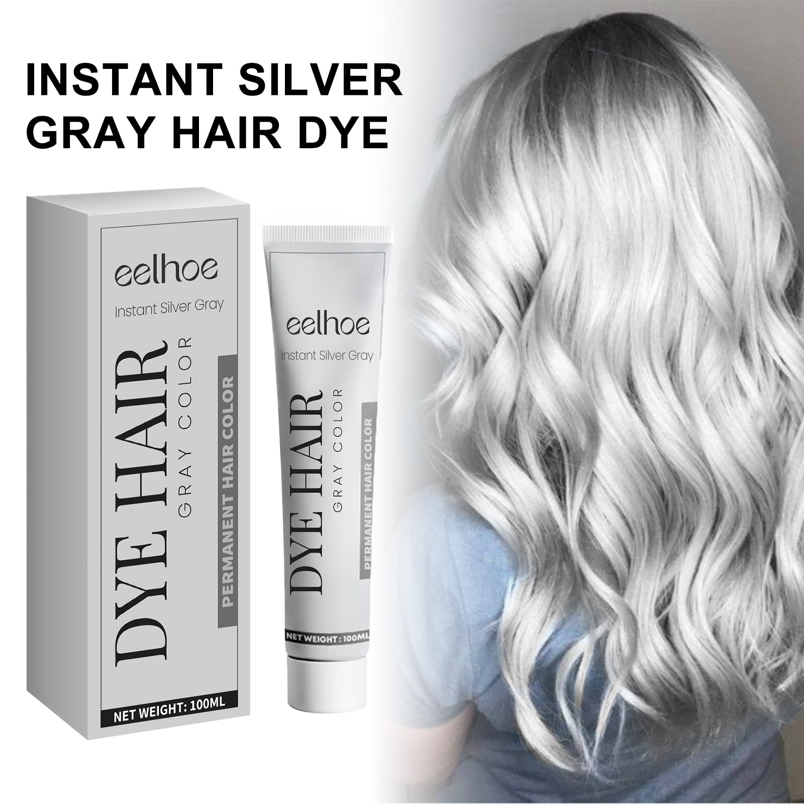 Gray Hair Balm Natural Hair Color Long Lasting, No Damage To Hair Easy To Color Easy To Clean Damp Hair Conditioner - Korvel