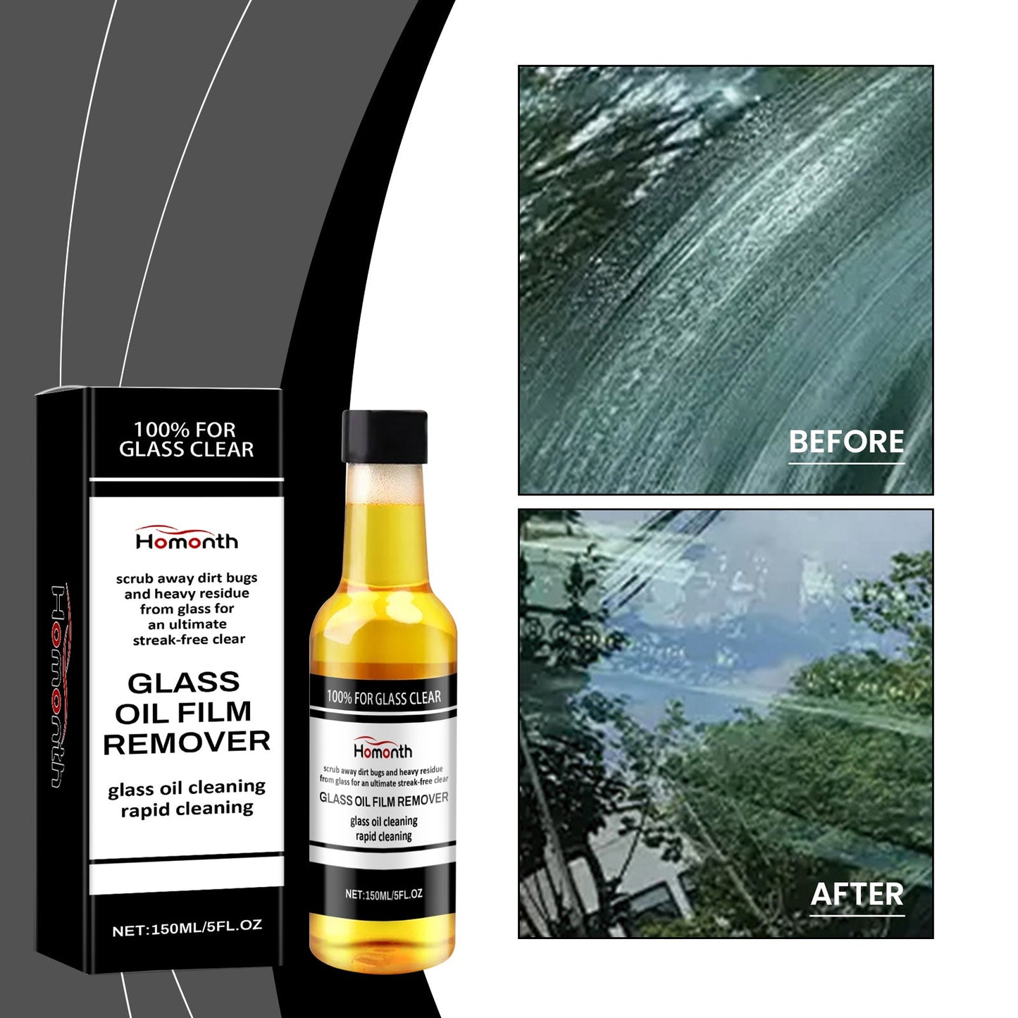 glass oil film remover, clear vision without trace use easy to remove stubborn oil film cleaner - Korvel