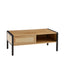 40.16" Rattan Coffee table, sliding door for storage, metal legs, Modern table for living room , natural - Korvel