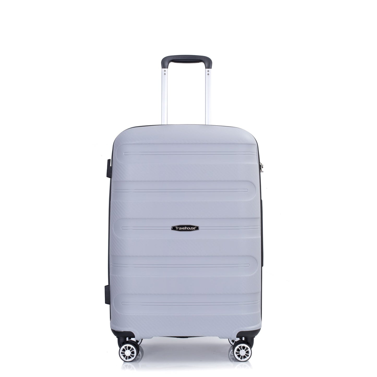 Hardshell Suitcase Spinner Wheels PP Luggage Sets Lightweight Durable Suitcase with TSA Lock,3-Piece Set (20/24/28) ,Silver - Korvel