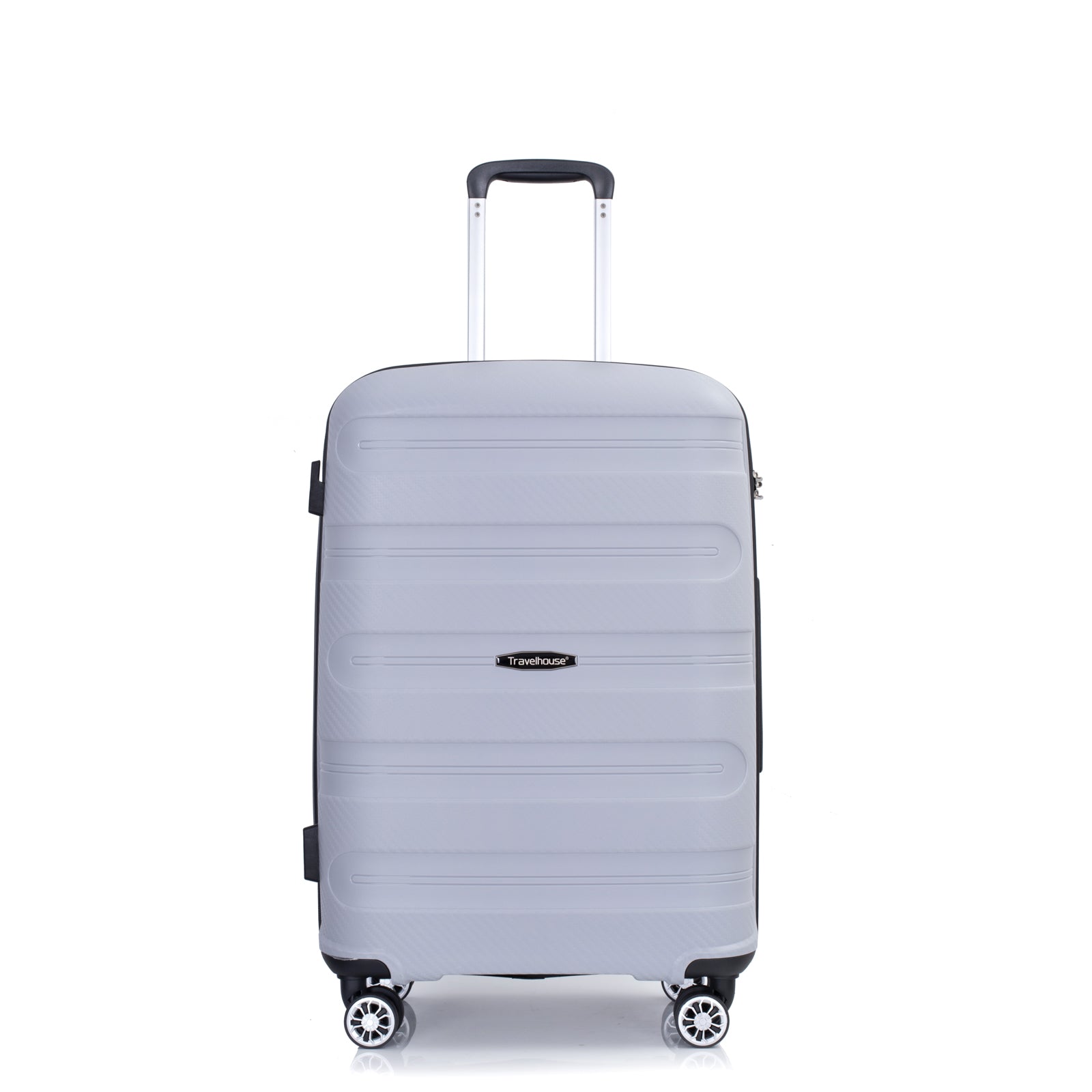 Hardshell Suitcase Spinner Wheels PP Luggage Sets Lightweight Durable Suitcase with TSA Lock,3-Piece Set (20/24/28) ,Silver - Korvel