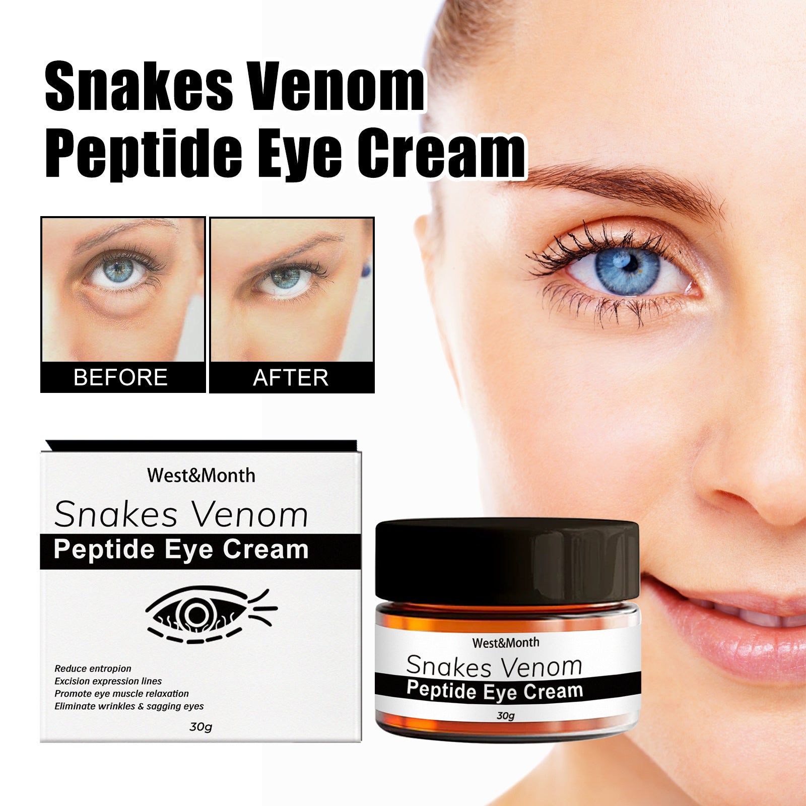Snake Venom Peptide Eye Cream Gently Nourishes Skin, Reduces Fine Lines, Hydrates And Moisturizes Eye Cream - Korvel