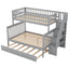 Twin over Full Bunk Bed with Trundle and Staircase Gray - Korvel