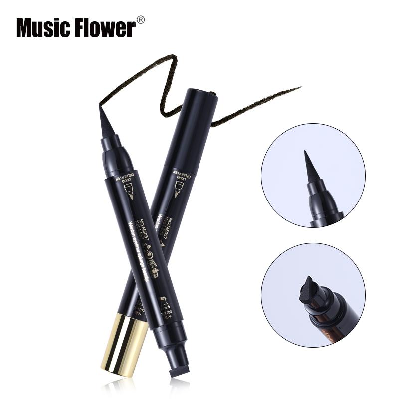 Music Flower Brand Eyes Makeup Tattoo Seal Liquid Eyeliner Pen Waterproof Matte Black Stamp Wanton Eye Liners 24HR Long-lasting - Korvel