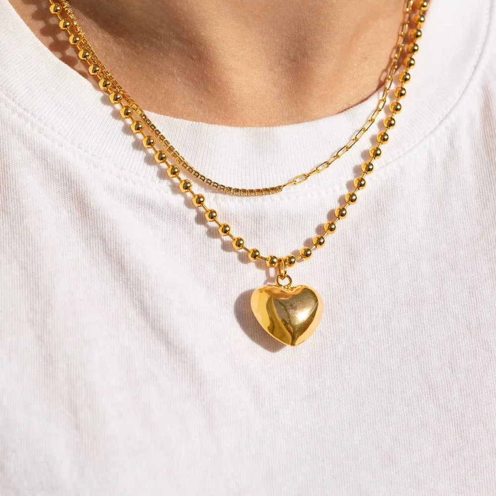 Collar con Colgante de Corazón de Acero de Titanio