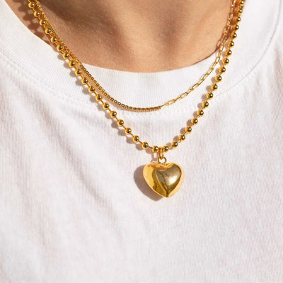 Collar con Colgante de Corazón de Acero de Titanio