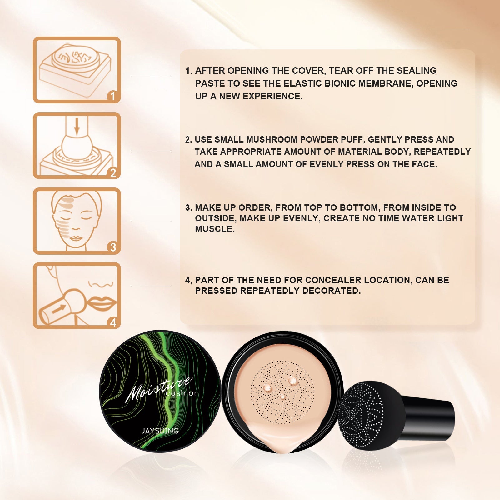 Mushroom Head Air Cushion, Concealer Natural Moisturizing, Brightening And Long-lasting Foundation - Korvel