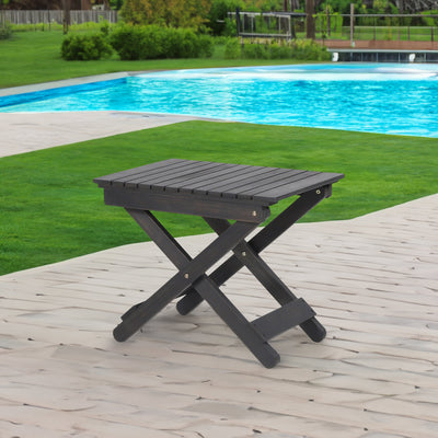 Outdoor Folding Wooden Side Table, Dark Gray, 15"D x 22.75"W x 18.25"H - Korvel