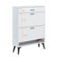 Shoe Cabinet , Shoe storage shelves, metal leg, White - Korvel