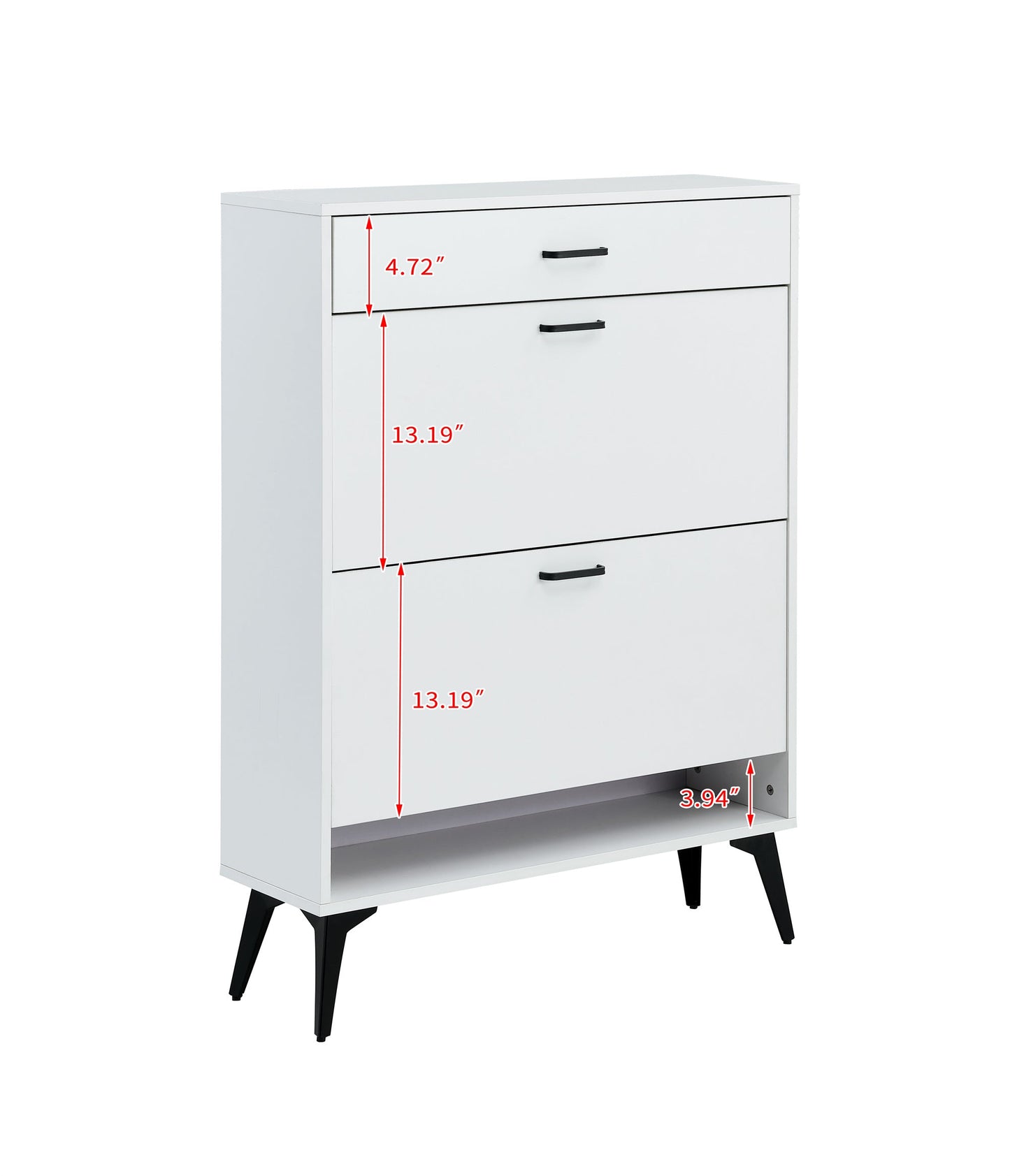 Shoe Cabinet , Shoe storage shelves, metal leg, White - Korvel