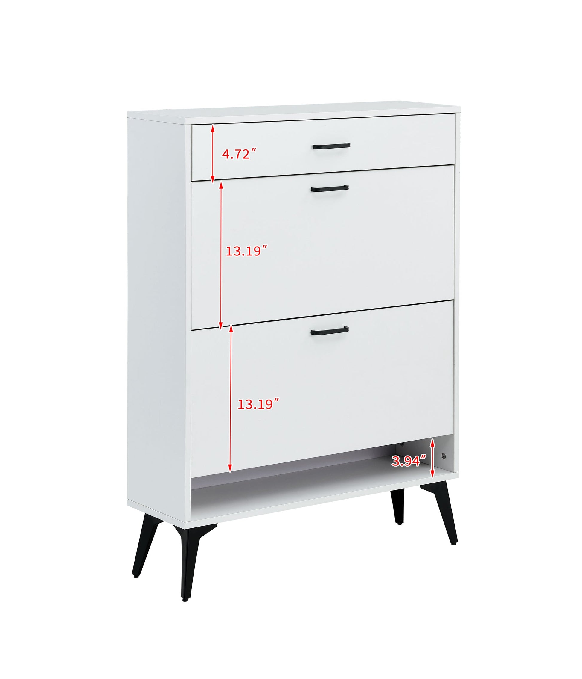 Shoe Cabinet , Shoe storage shelves, metal leg, White - Korvel
