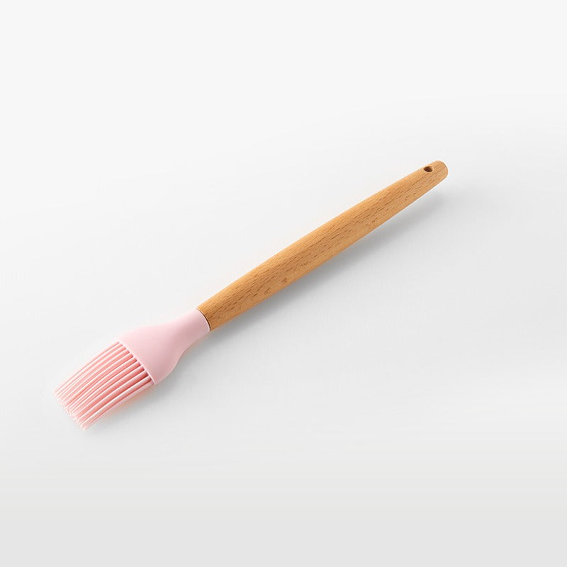 Juego de utensilios de cocina de 11 piezas con mango de madera - Rosa