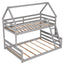 Twin over Full House Bunk Bed with Built-in Ladder Gray - Korvel