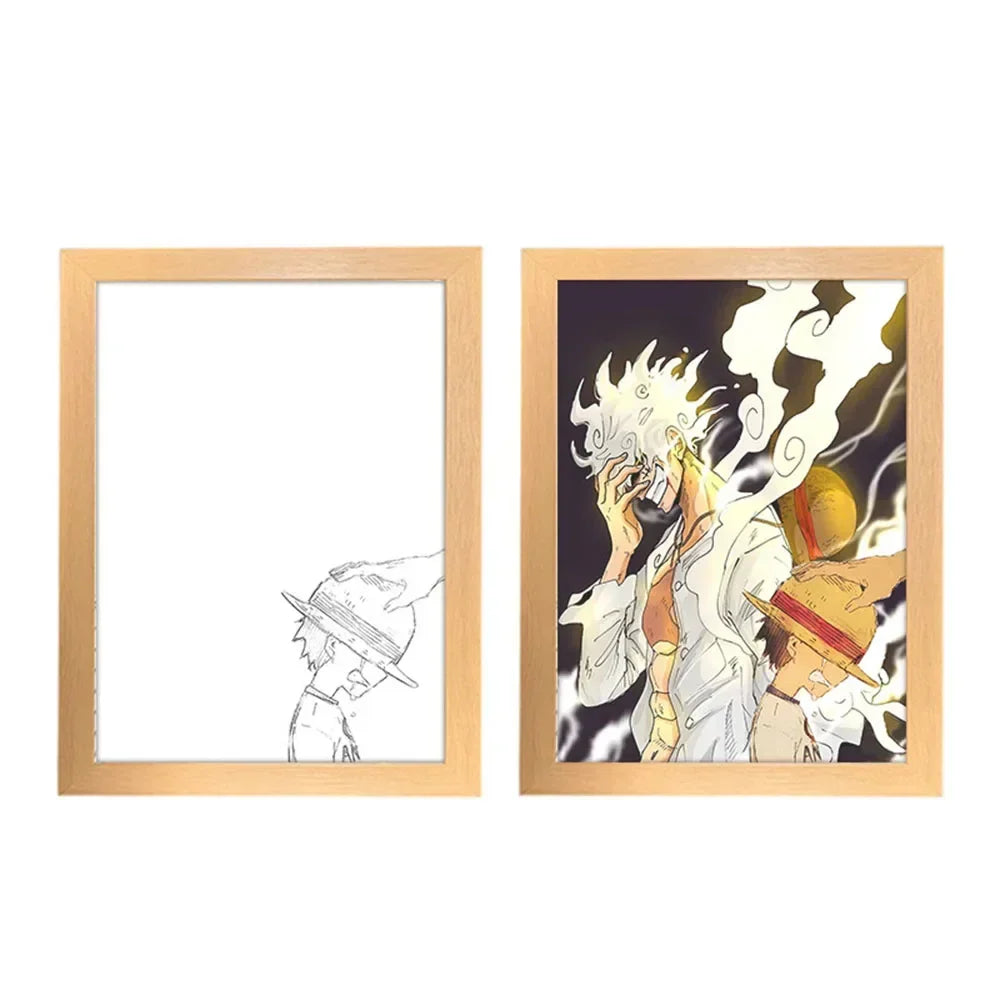 One Piece Creative Photo Frame Night Light Toy Anime Character Luffy Zoro Night Light Bedside Decoration Painting Christmas Gift - Korvel