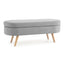 Ottoman Oval Storage Bench Rubber Wood Legs Grey(43.5"x16"x16") - Korvel