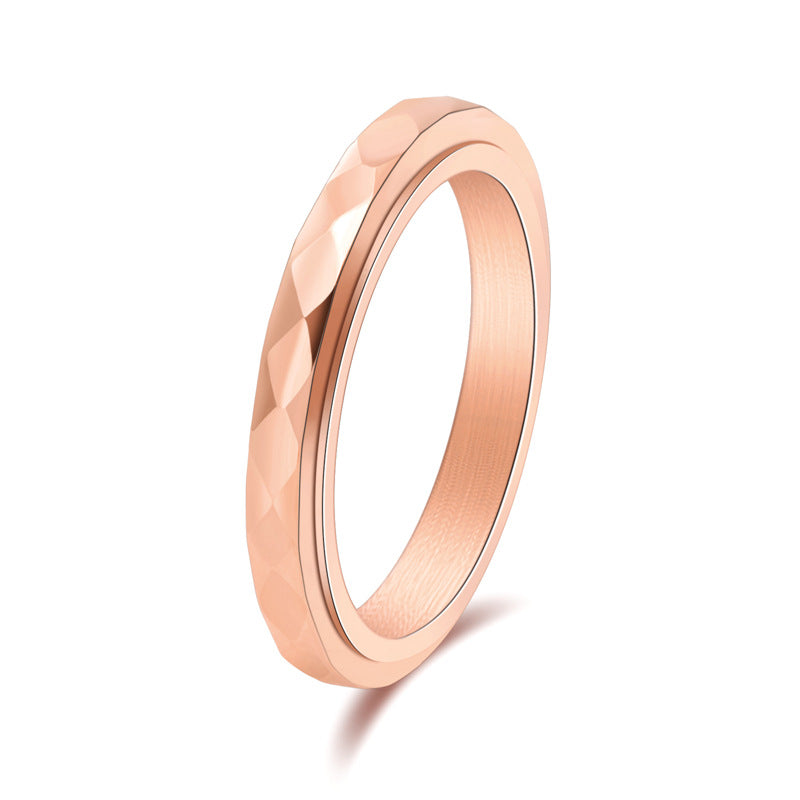 Diamond shaped niche jewelry for women, narrow cut food ring, rotatable ring - Korvel