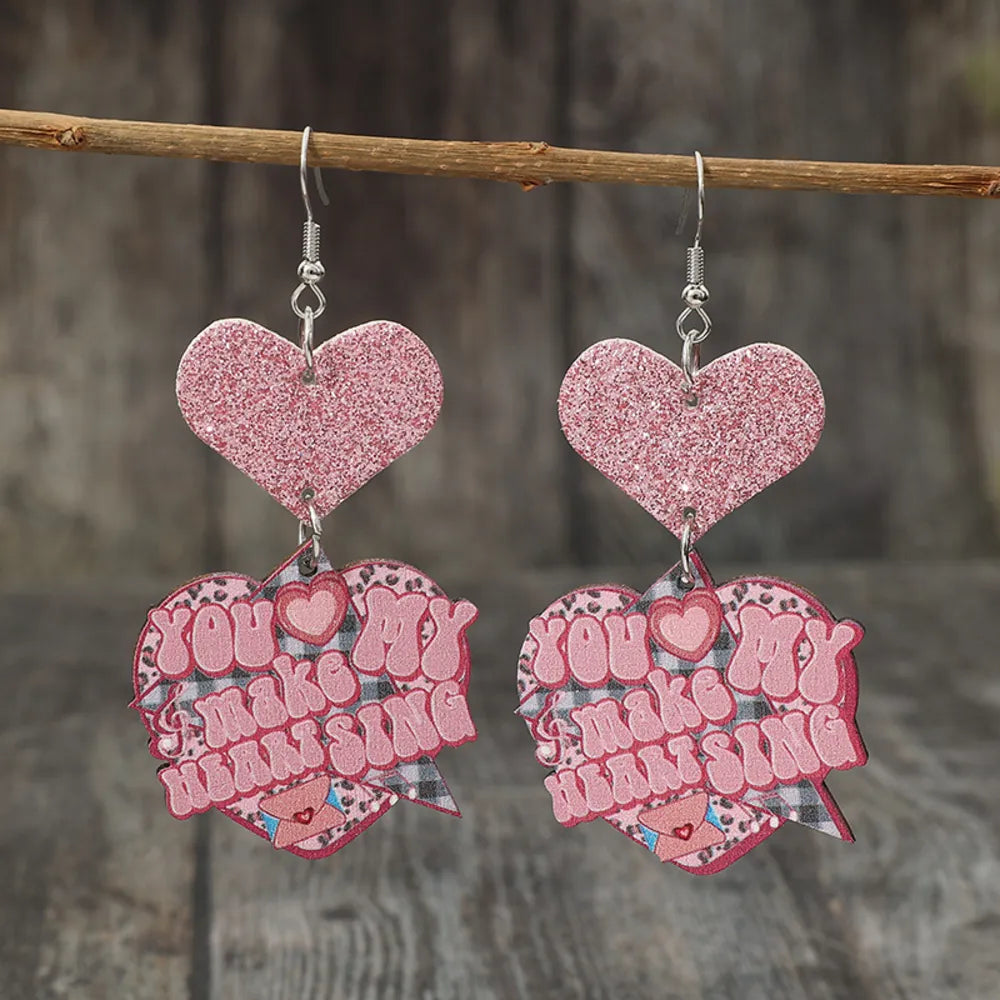 Heart Shape Wooden Earrings - Korvel