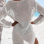 Elegant Openwork Tie Neck Blouse