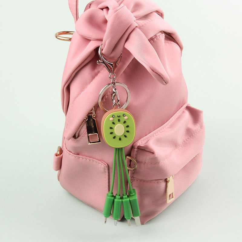 Kiwi Mobile Data Cable Healing Series Fruit Smile Keychain Universal Charging Cable 3-in-1 - Korvel