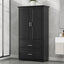 Tall Bathroom Storage Cabinet, Cabinet with Two Doors and Drawers, Adjustable Shelf, MDF Board, Black - Korvel