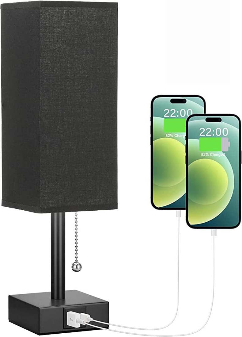 Linen 90 square desk lamp zipper switch three color temperature variable light A+C USB charging - Korvel