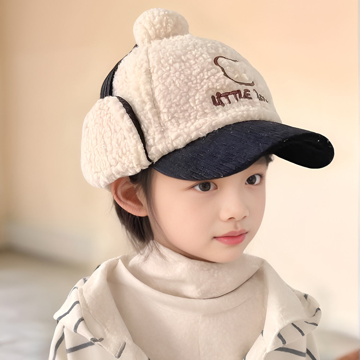 Gorra de béisbol de corduroy cálido para niños con protección para las orejas