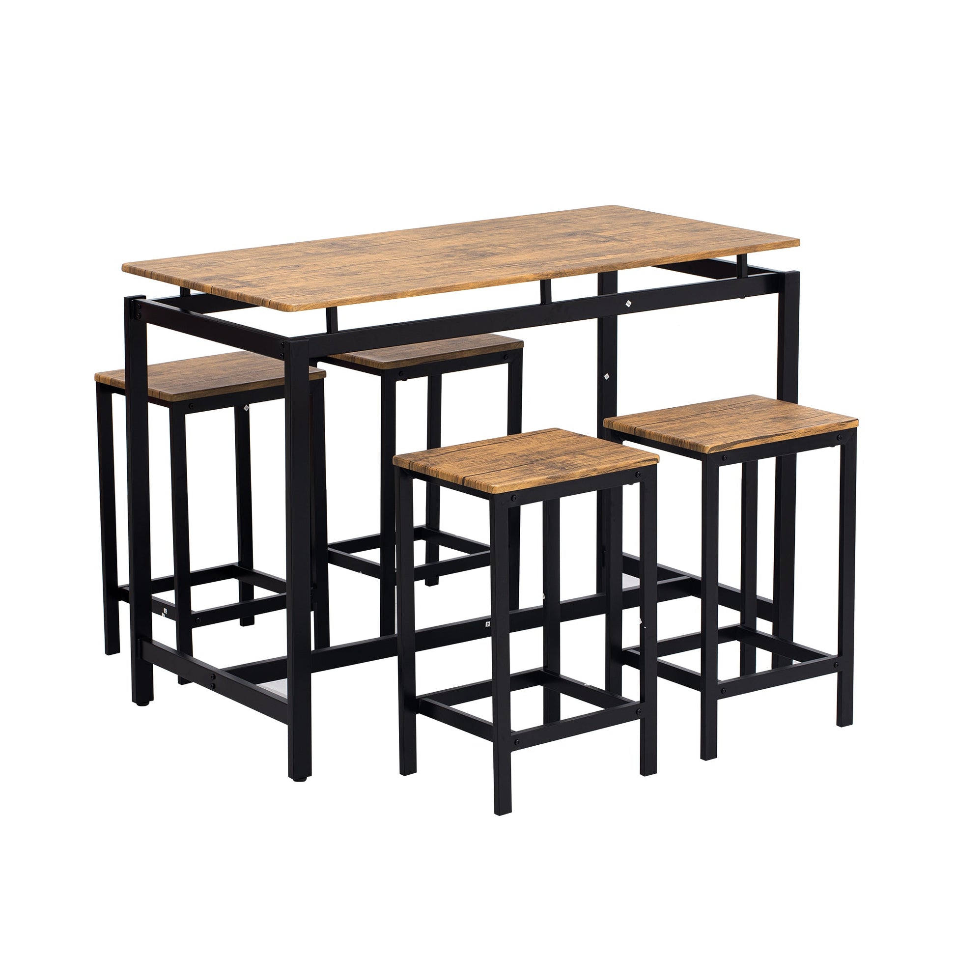TREXM 5-piece compact bar table with table and stool - modern industrial design brown - Korvel