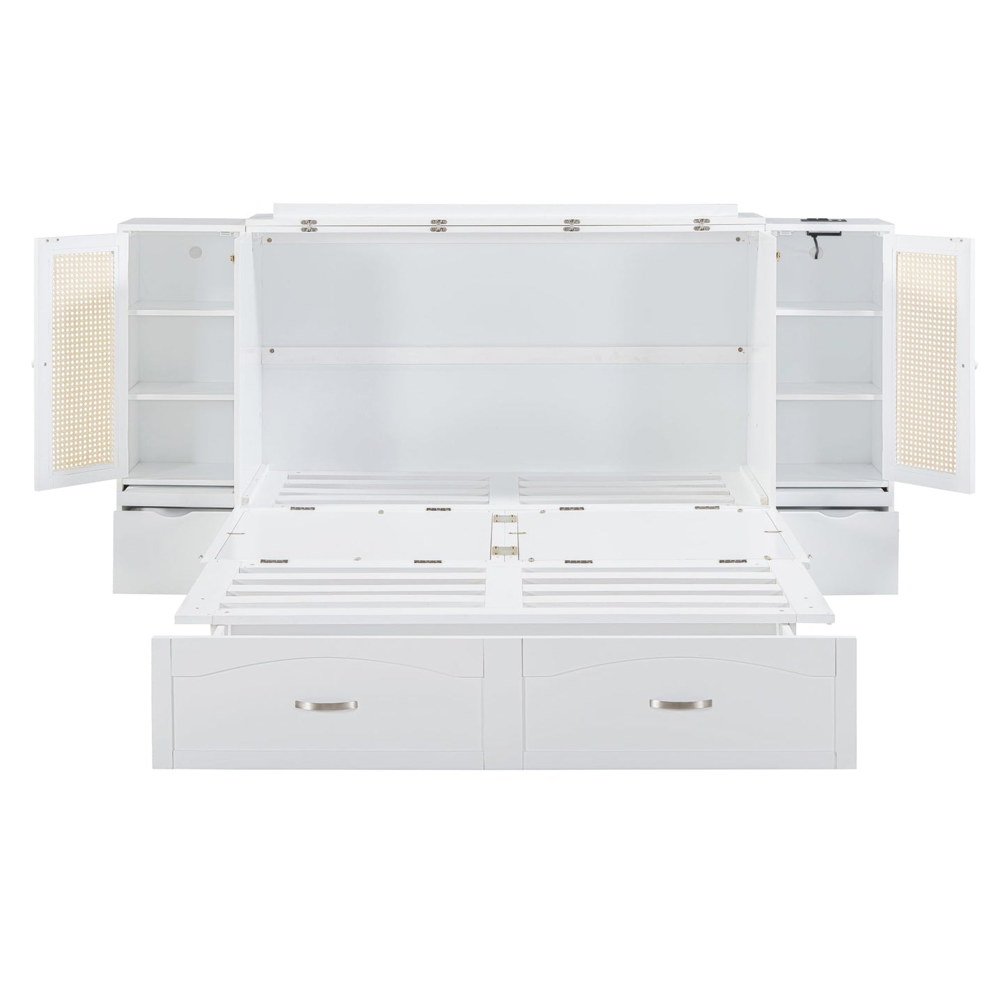 Cama Murphy Grande Blanca con Cajones y Armarios de Almacenamiento