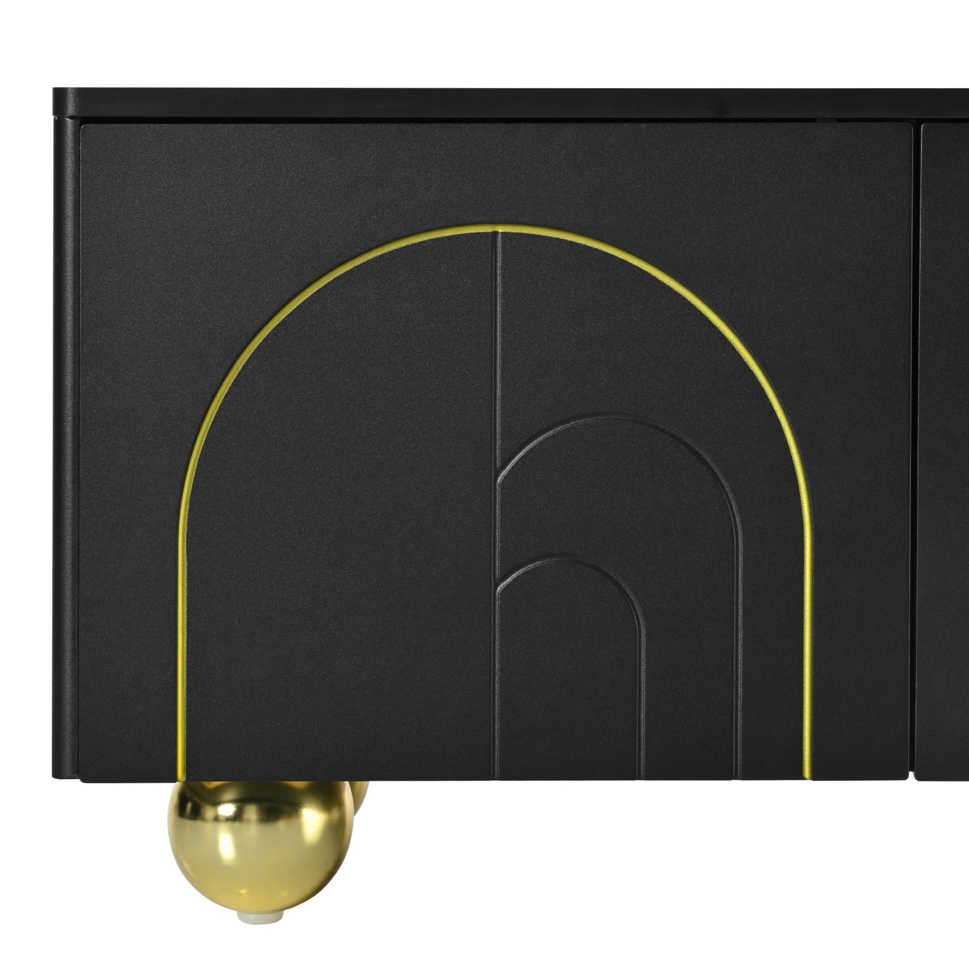 U-Can modern TV stand is suitable for TVs under 75 inches and comes with a storage cabinet top marble pattern and circular stand - Korvel