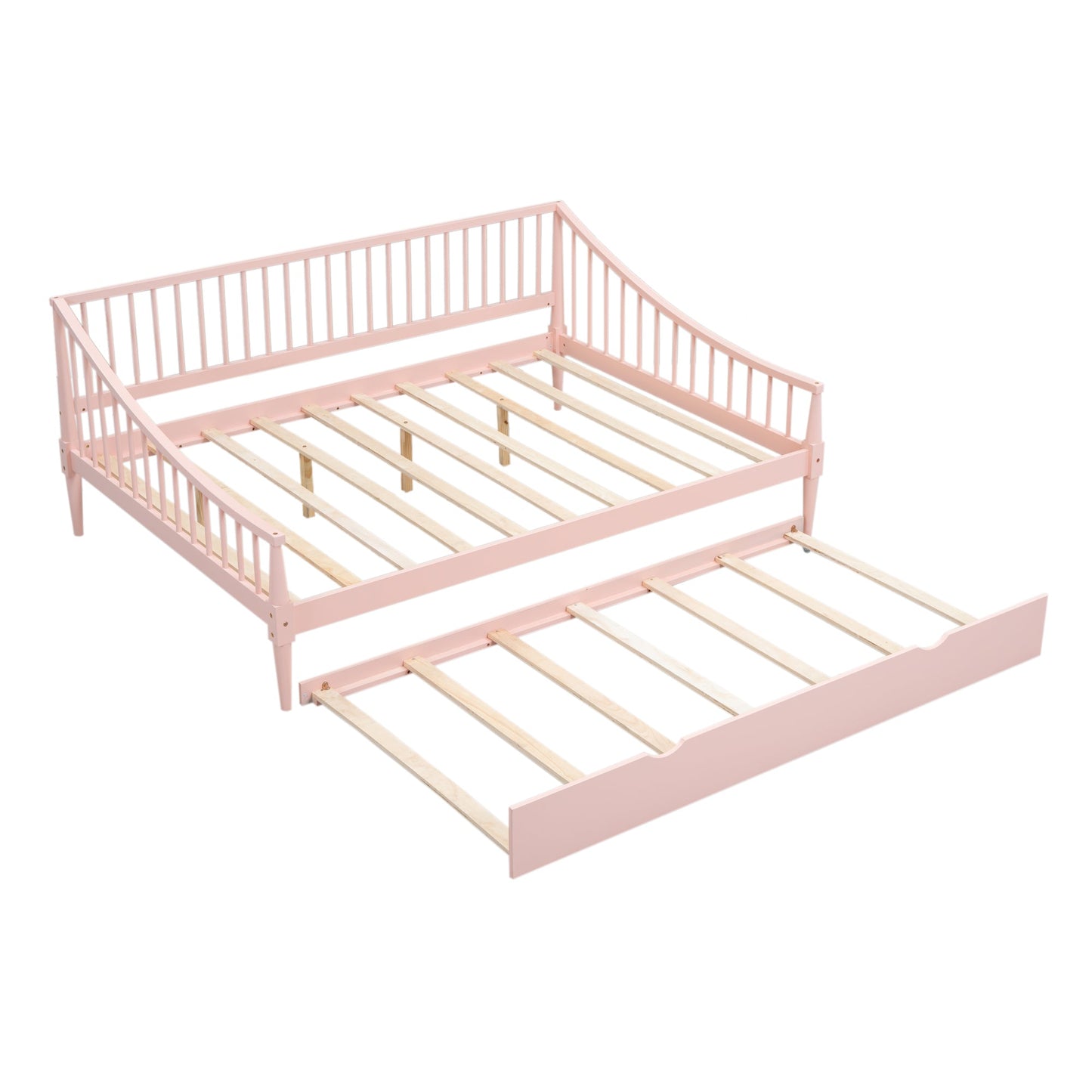 Full Size Pink Daybed with Trundle and Support Legs