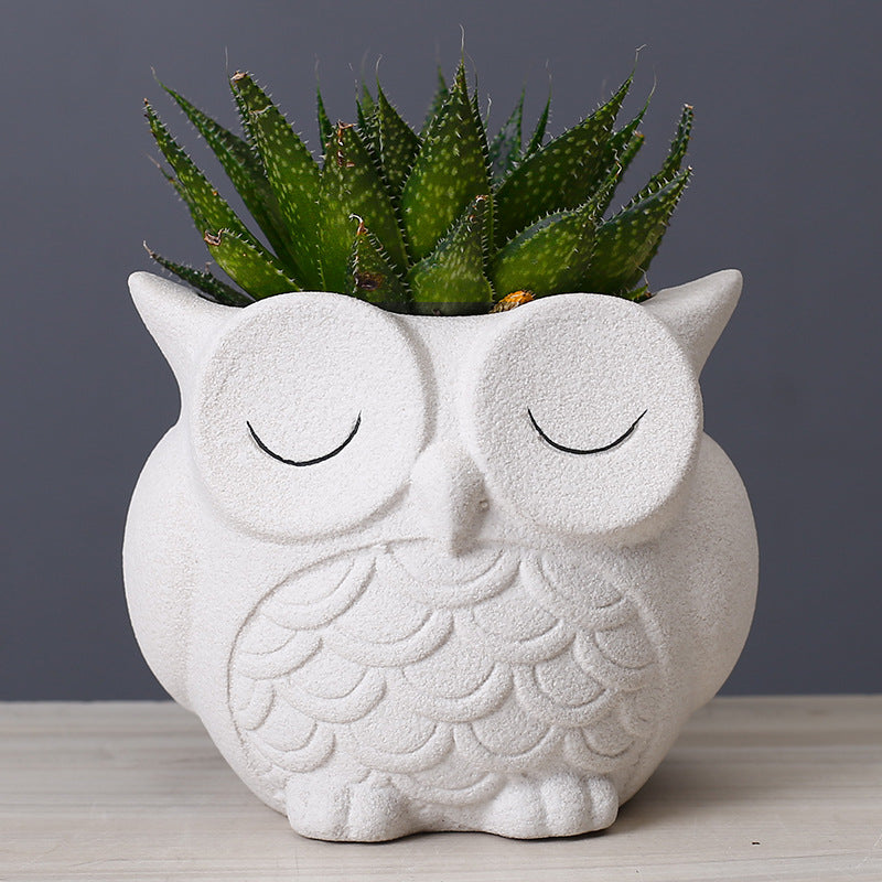 Maceta de Cerámica con Diseño de Animal - Decoración Creativa para el Escritorio
