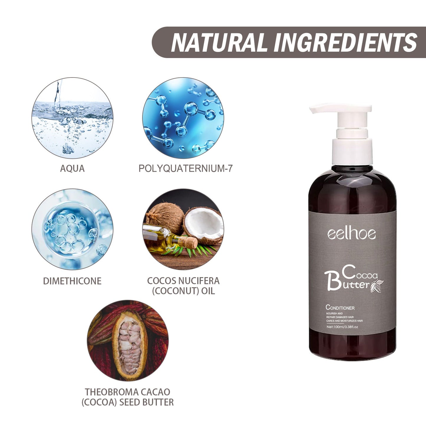 Smooth Shampoo Cocoa Butter Shampoo Conditioner Clean Smooth Hair Moisturizing Hair Treatment - Korvel
