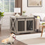 Farmhouse Dog Cage Crate Furniture with Sliding Barn Door, Farmhouse Wooden Dog Kennel End Table with Flip-top Plate Dog House - Korvel