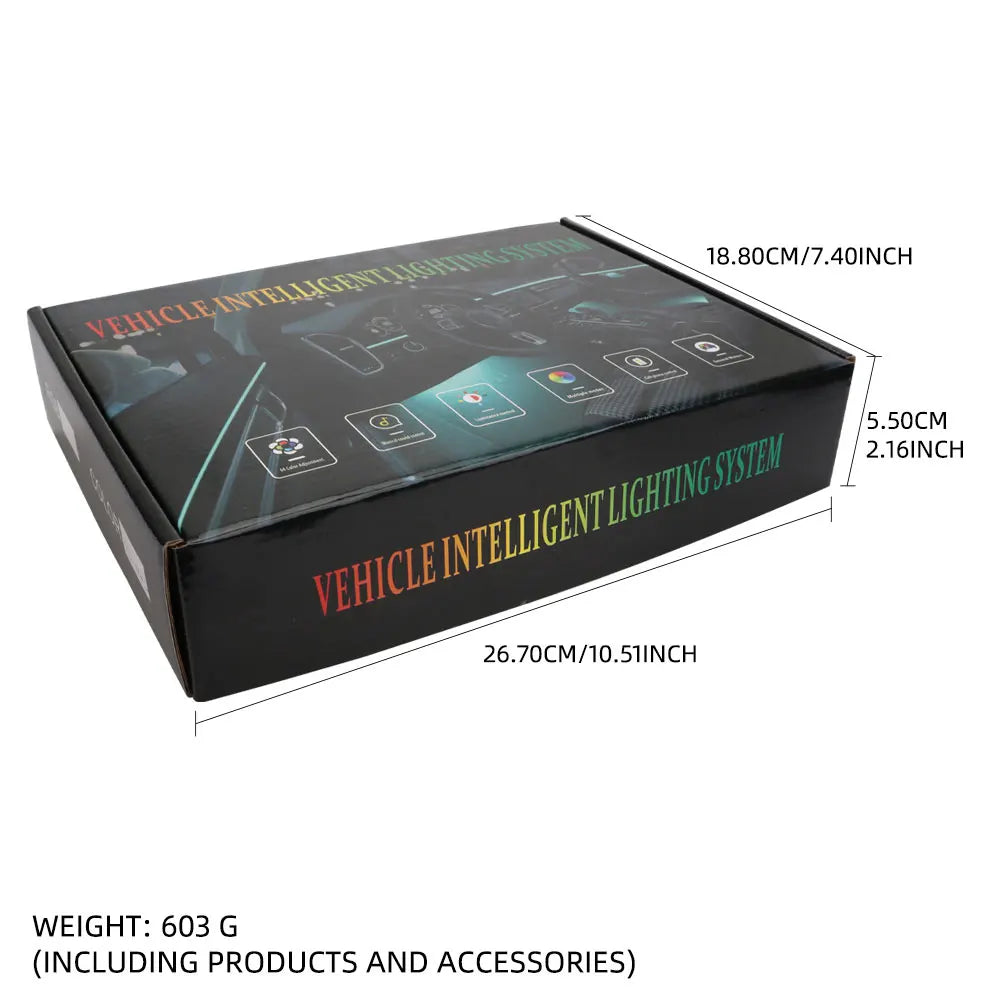 Bande lumineuse intérieure de voiture RGB LED 10-en-1 avec télécommande