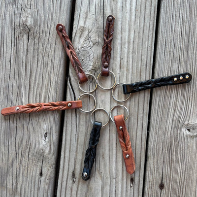 Stylish Twisted Leather Keychains with Stud Accents - Korvel